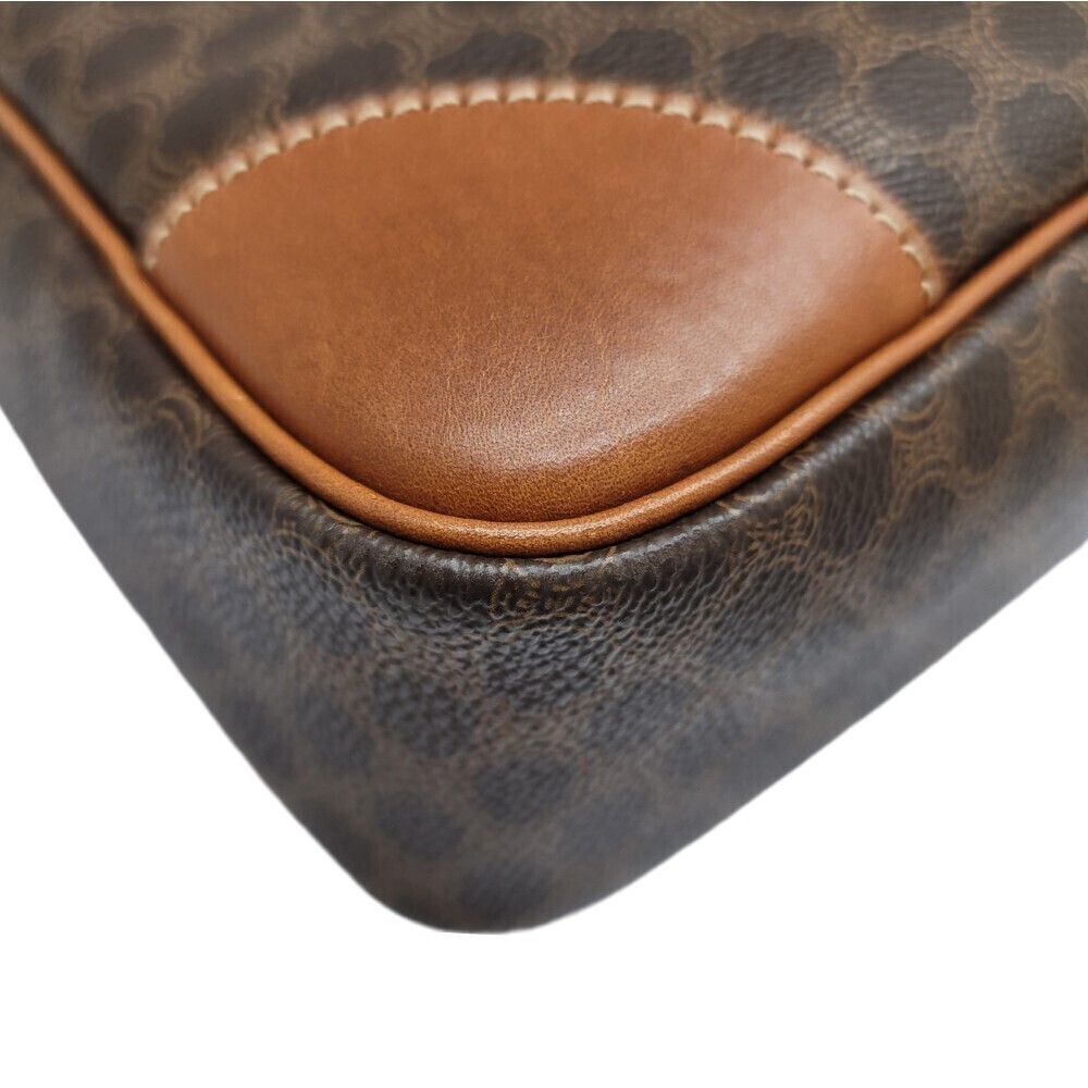 CELINE Macadam Shoulder Bag Brown Canvas Leather One Shoulder Hobo Handbag - Picture 8 of 11